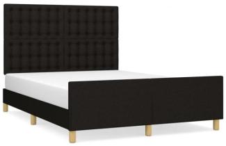 Doppelbett mit Kopfteil Stoff Schwarz 140 x 190 cm