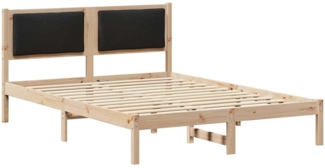 vidaXL Bettrahmen Schwarz 135 x 190 cm Massives Kiefernholz 878131