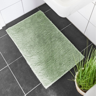 andiamo Badematte rutschfest Florida - Badezimmerteppich weich und flauschig - Badteppich rutschfest waschbar Duschvorleger Badvorleger für Badezimmer 50x80 cm Salbei