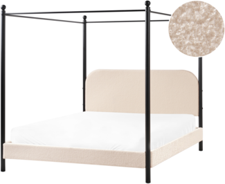 Himmelbett Bouclé DANNEMOIS 160 x 200 cm Beige