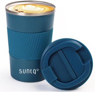 SUNTQ Kaffeebecher to go Thermo Edelstahl Doppelwand Isoliert 510ml Blau