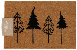 BOLTZE Fußmatte Fußmatte GREGOR natur mit schwarzen Tannenbäumen Weihnachten Kokos PVC
