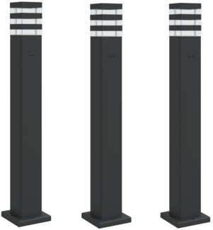 vidaXL Wegeleuchten mit Steckdose 3 Stk. Schwarz 80 cm Aluminium 4006408