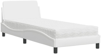 vidaXL Bett mit Matratze "Dover" Weiß 90x200 cm Kunstleder 3208338