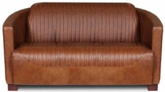 Casa Padrino Luxus Leder 3er Sofa Vintage Braun / Dunkelbraun 182 x 83 x H. 70 cm - Echtleder Wohnzimmer Sofa - Wohnzimmer Möbel - Luxus Kollektion