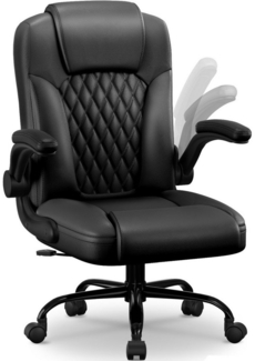 Homimaster Bürostuhl Ergonomisch Bürostuhl, Kunstleder Schreibtischstuhl mit 90° Armlehnen (Schreibtisch Stuhl 90-120° Wippfunktion, Ergonomischer Bürostuhl mit S-förmige Rückenlehne, Schreibstuhl 10 cm Höhenverstellbar, 150kg Belastbar)