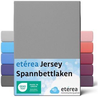 etérea Jersey Spannbettlaken 60x120 cm - 70x140 Oekotex Made in Green - 100% Baumwolle Jersey - Comfort Spannbetttuch - Bettlaken 60x120-70x140 cm Grau