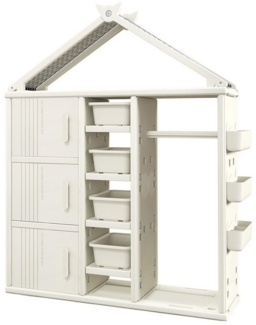 COSTWAY Kinderregal, Spielzeugregal in Hausform mit Boxen und Schubladen