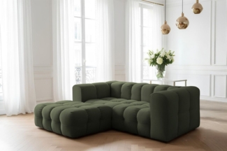 Ecksofa Designersofa SOLVIE XS in Stoff Tiffani Grün Ottomane Links
