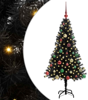 vidaXL Weihnachtsbaum mit 150 LEDs mit Ständer Schwarz 150 cm PVC 3396473
