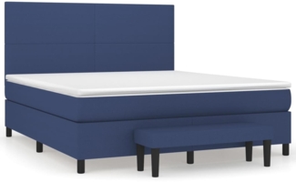 vidaXL Boxspringbett mit Matratze Blau 180x200 cm Stoff 3136459