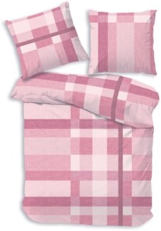 Träumschön Bettwäsche Premium Bettwäsche 135x200 oder 155x220 cm Baumwolle, Kariert rosa, Baumwolle, 2 teilig, mit Reißverschluss, luftig und leichte Sommerbettwäsche
