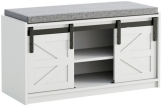 Mondeer Schuhbank Schuhhocker (Schuhaufbewahrungsbank, 90 x 45 x 35 cm), mit Schiebetüren und herausnehmbarem Sitzkissen, weiß