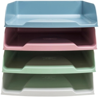 EXACOMPTA Aufbewahrungsbox Set mit 4 Briefablagen Combo Styli AutentiK Farben sortiert 111303SETD, Briefkörbe