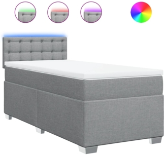 vidaXL Boxspringbett mit Matratze Hellgrau 100x200 cm Stoff 3288113