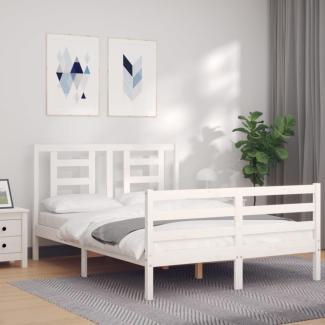 vidaXL Massivholzbett mit Kopfteil Weiß 3194672