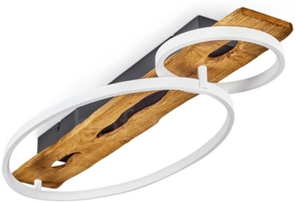 hofstein Deckenleuchte Deckenlampe aus Metall/Holz/Kunststoff in Anthazit/Natur/Weiß, LED fest integriert, 3000 Kelvin, dimmbar über Lichtschalter, 3600 Lumen, LED 30 Watt