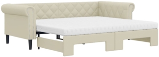 vidaXL Tagesbett Ausziehbar mit Matratzen Creme 90x200 cm Kunstleder 3197729