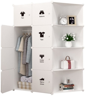 GarveeMore Kleiderschrank Mit Platz zum Aufhängen,DIY Kombischrank,modularer Kombischrank Modulare Kleiderschrank-Kombination mit Mehrfachfächern