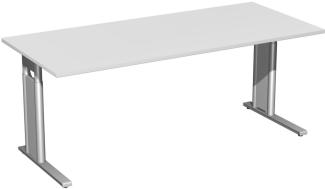 Schreibtisch 'C Fuß Pro' höhenverstellbar, 180x80 cm, Lichtgrau / Silber