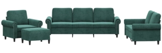 vidaXL 4-tlg. Sofagarnitur mit Kissen Dunkelgrün Samt 3202182