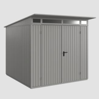 Hörmann Ecostar Metall-Gerätehaus Trend mit Pultdach Typ 2, 238x238 cm , graualuminium, 5,7 m²,2-flüglige Tür