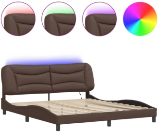 vidaXL Bettgestell mit LED ohne Matratze "Hvar" Braun 180x200 cm 3213950