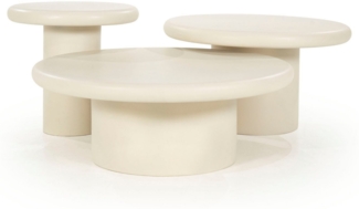 Maison ESTO Couchtisch Design Beistelltisch LAVIX rund aus Magnesiumoxid – in 3 Größen (Einzelartikel - kein Set, aber kombinierbar), Modernes Design in Naturtönen