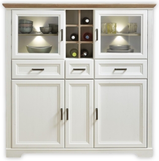 Highboard Jena / Jasmin, Holzwerkstoff, Weiß, 143 x 150 x 42 cm