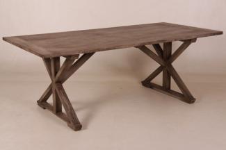 Casa Padrino Vintage Teak Esstisch Rustic Grey 210 x 100 cm - Landhaus Stil Tisch Teakholz