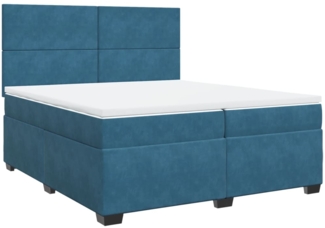 vidaXL Boxspringbett mit Matratze Blau 200x200 cm Samt 3291000
