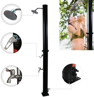 Gartenbrause 35L Schwarz Solardusche Fußdusche Camping Pool Regendusche Outdoor