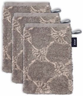 JOOP! Waschlappen, 3er Pack - Waschhandschuh, Doubleface, Walkfrottier Braun Cornflwower 16x22cm