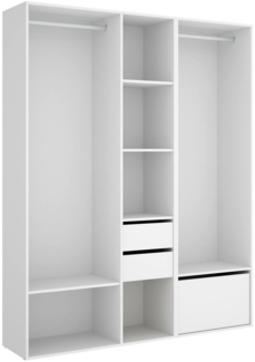 Dmora Großer Kleiderschrank Celestin, Schlafzimmermöbel, Schrank, Garderobe, 158x45 h205 cm, Weiß und Eiche