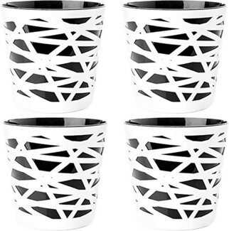 Centi Übertopf Blumentopf Übertopf, 2 in 1, mit herausnehmbarem Einsatz (Spar Set, 4 St, 4er Set), 3D Optik