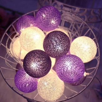 LED Lichterkette Baumwollkugeln mit Stecker, 3,8m 20er Cotton Ball Lichterketten Kugeln Nachtlicht für Weihnachten, Hochzeit, Party, Zimmer, Wohnheim, Innen Deko