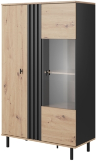 Vitrine Maidstone Vitrinenschrank Sand Grange Eiche anthrazit 90x40x148cm