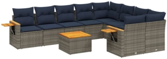 vidaXL 10-tlg. Garten-Sofagarnitur mit Kissen Grau Poly Rattan 3227153