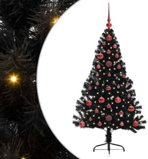 vidaXL Künstlicher vorbeleuchteter Weihnachtsbaum Schwarz 120 cm PVC 3397115