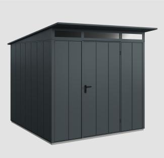 Hörmann Ecostar Metall-Gerätehaus Elegant mit Pultdach Typ 2, 238 x 238 cm , anthrazitgrau, 5,7 m²,1-flüglige Tür