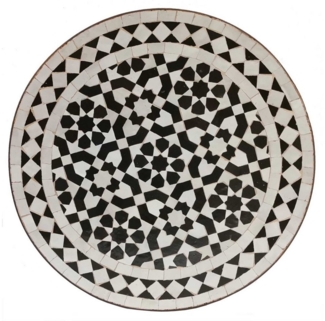 Mosaik-Beistelltisch Ø45cm schwarz weiß glasiert