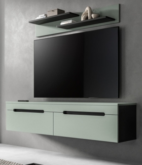 TV-Lowboard und Wandboard Cooper in salbei und grau 170 cm