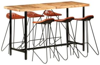 vidaXL 7-tlg. Bar-Set Akazie Massivholz und Echtleder 278767