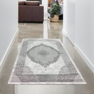 Carpetia Teppich Designer Teppich Wohnzimmerteppich Ornamente barock creme grau, rechteckig, Höhe: 13 mm