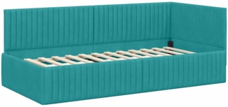 vidaXL Eckbettgestell mit Kopfteil Türkis 90 cm x 200 cm Stoff 42016274