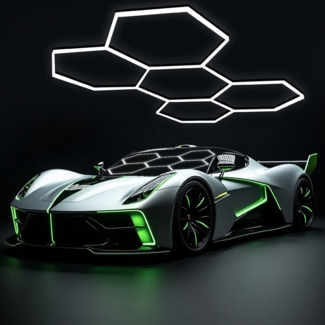 WILGOON Deckenleuchte 5x LED Hexagon Beleuchtung-24pcs Röhrenleuchten, LED Garage Light, 192W 23040LM, LED fest integriert, Kaltweiß, Wabenlicht LED-Leuchte für Garage, Werkstatt, Fitnessstudio, Keller