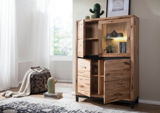 Massivmoebel24 Highboard (Massivholz), Highboard Wildeiche 103 x 40 x 148 natur geölt VILLANDERS #105