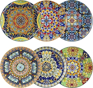 Boho Speiseteller 6er Set Porzellan Flachteller Frühstücksteller 27,2 cm