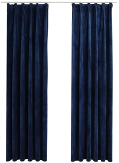 vidaXL Verdunkelungsvorhänge Haken 2 Stk. Samt Dunkelblau 140x175cm 134532