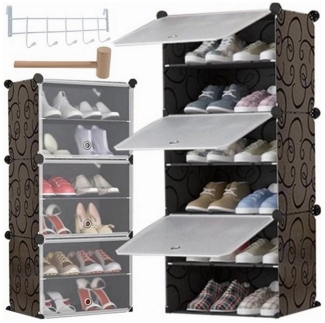 NYVI Schuhschrank Schuhregal 92x40x31 Schuhständer modular Platzsparender Schuhorganizer (1-St) Faltbar Erweiterbar Einfache Montage Schuhgestell Kunststoff & Metall